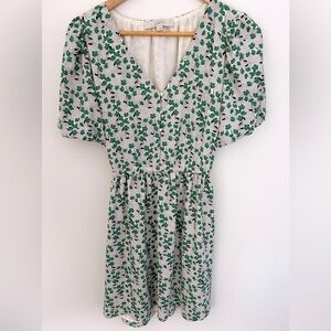 LOFT Green Floral Women's Dress with Puffed Sleeves